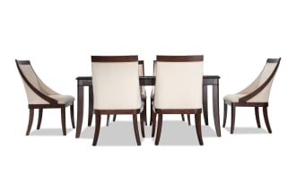 Coco II 7 Piece Cherry & Beige Upholstered Extendable Dining Set