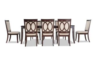 Coco II 9 Piece Cherry & Beige Upholstered Extendable Dining Set