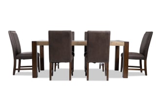 Canyon 7 Piece Brown Faux Leather Upholstered Dining Set