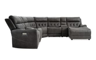 Canyon Gray 126'' Power Reclining 7 Piece Right Arm Facing Chaise Sectional with Power Headrest
