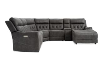 Canyon Gray 126'' Power Reclining 6 Piece Right Arm Facing Chaise Sectional with Power Headrest