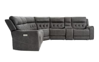 Canyon Gray 126'' Power Reclining 6 Piece Sectional Sofa with Power Headrest