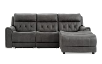 Canyon Gray 98'' Power Reclining 3 Piece Right Arm Facing Chaise Sectional with Armless Chair & Power Headrest