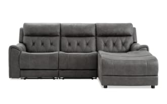 Canyon Gray 98'' Power Reclining 3 Piece Right Arm Facing Chaise Sectional with Armless Recliner & Power Headrest