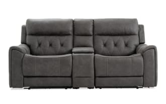 Canyon Gray 83'' Power Reclining Console Loveseat with Power Headrest