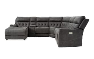 Canyon Gray 126'' Power Reclining 6 Piece Left Arm Facing Chaise Sectional with Power Headrest