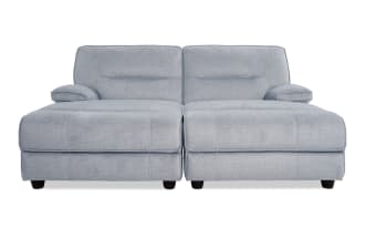 Pacifica Silver 82'' Power Reclining 2 Piece Dual Chaise with USB Port