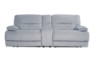 Pacifica Silver 95'' Power Reclining Console Loveseat with USB Port