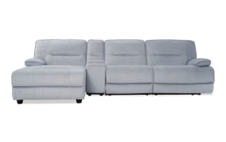 Pacifica Silver 127'' Power Reclining 4 Piece Left Arm Facing Chaise Sectional with Armless Recliner & USB Port