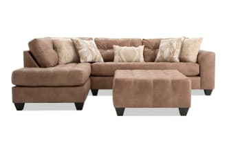 Sierra Cognac 118'' 2 Piece Left Arm Facing Chaise Sectional with Ottoman