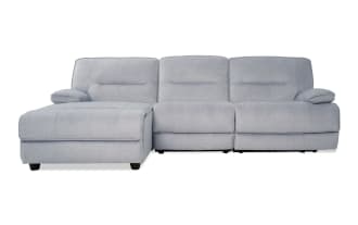 Pacifica Silver 114'' Power Reclining 3 Piece Left Arm Facing Chaise Sectional with Armless Recliner & USB Port