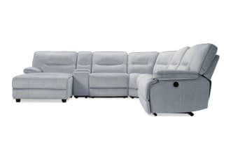 Pacifica Silver 130'' Power Reclining 6 Piece Left Arm Facing Chaise Sectional with USB Port