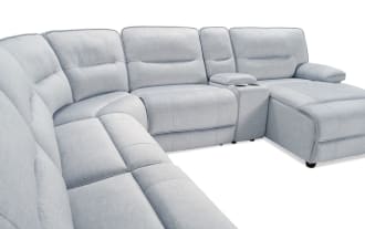 Pacifica Silver 130'' Power Reclining 6 Piece Right Arm Facing Chaise Sectional with USB Port
