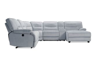 Pacifica Silver 130'' Power Reclining 6 Piece Right Arm Facing Chaise Sectional with USB Port