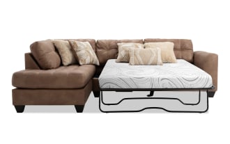 Sierra Cognac 118'' 2 Piece Left Arm Facing Sleeper Chaise Sectional with Full Cooling Mattress
