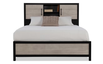 Fusion Full Black & Gray Bookcase Headboard Bed
