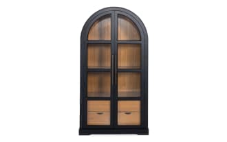 Black 2 Door Arch Bookcase Cabinet