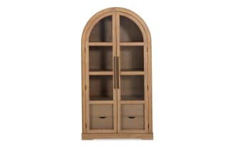 Natural 2 Door Arch Bookcase Cabinet