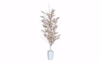 6.5' LED Lighted Pink Blooming Faux Cherry Tree