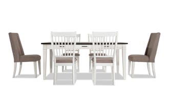 Montana 7 Piece White & Beige Upholstered Dining Set