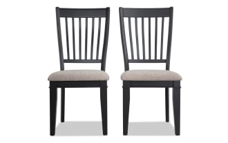 Montana Beige & Black Slat Back Upholstered Dining Chair (Set of 2)