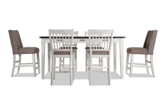 Montana 7 Piece White & Beige Upholstered Counter Height Dining Set