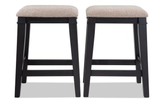 Montana Black & Beige Backless Upholstered Counter Height Stool (Set of 2)