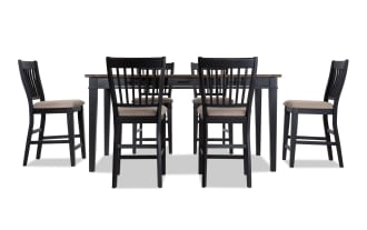 Montana 7 Piece Black & Beige Upholstered Counter Height Dining Set