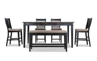 Montana 6 Piece Upholstered Counter Height Dining Set with Storage Bench
