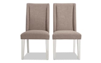 Montana White & Beige Solid Back Upholstered Dining Chair (Set of 2)