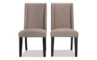 Montana Black & Beige Solid Back Upholstered Dining Chair (Set of 2)