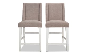 Montana White & Beige Solid Back Upholstered Counter Height Stool (Set of 2)