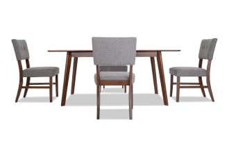 Bettie 5 Piece Walnut & Gray Upholstered Extendable Dining Set