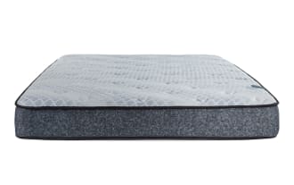 Charm 8.5'' Full Plush Mattress from the Charm collection with a breathable quilted knit cover, gray fabric sides, and plush hybrid layers for pressure relief and support.