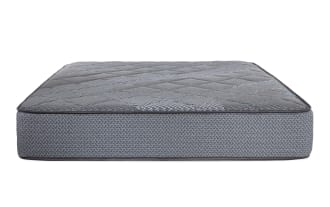 Synergy 10'' Twin XL Firm Mattress in gray with quilted top, breathable foam layers, gel memory foam, and individually wrapped coil support.