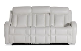 Tuxedo White 84'' Power Reclining Sofa with Power Headrest