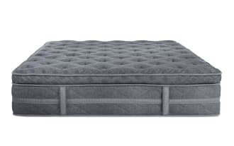 Treasure 12.5" Full Pillow Top Plush Mattress in gray with quilted knit cover, plush pillow top, and reinforced edge support from the Treasure collection.