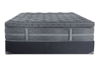 Treasure 12.5'' Twin Pillow Top Plush Mattress Set in gray with quilted knit cover, plush pillow top, and reinforced edge support from Bob's Treasure collection.