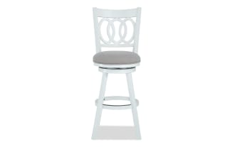 Madison White & Gray Upholstered Adjustable Height Swivel Stool