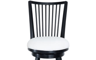 Windsor Black & Beige Upholstered Slat Back Adjustable Height Swivel Stool