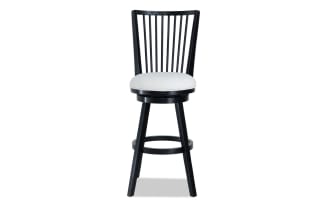 Windsor Black & Beige Upholstered Slat Back Adjustable Height Swivel Stool