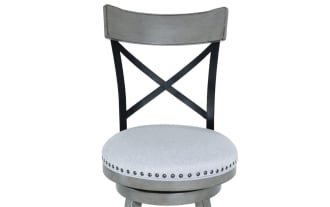 Iris Gray Cross Back Upholstered Adjustable Height Swivel Stool