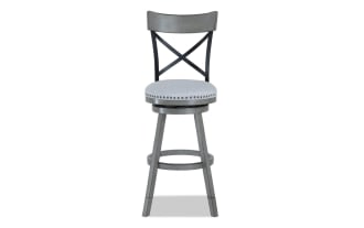 Iris Gray Cross Back Upholstered Adjustable Height Swivel Stool