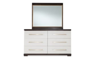 Contempo Ivory & Espresso 6 Drawer Dresser & Mirror