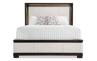Contempo Queen Ivory & Espresso Upholstered Panel Bed