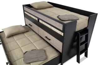 Fusion Twin Black & Gray Loft Bed with Twin Trundle
