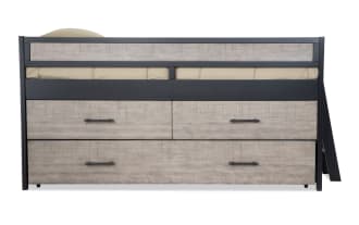 Fusion Twin Black & Gray Loft Bed with Twin Trundle