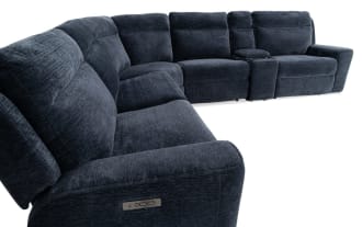 Bolt Navy 134'' Power Reclining 6 Piece Sectional with Power Headrest