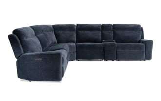 Bolt Navy 134'' Power Reclining 6 Piece Sectional with Power Headrest