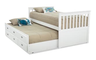 Chadwick Twin White Storage Captain Bed with Twin Trundle